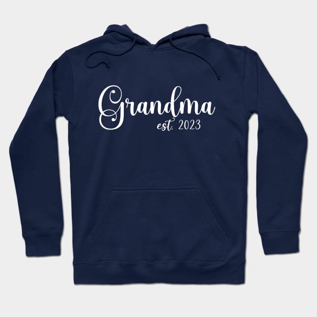 Grandma Est. 2023 (white text) Hoodie by KayBee Gift Shop